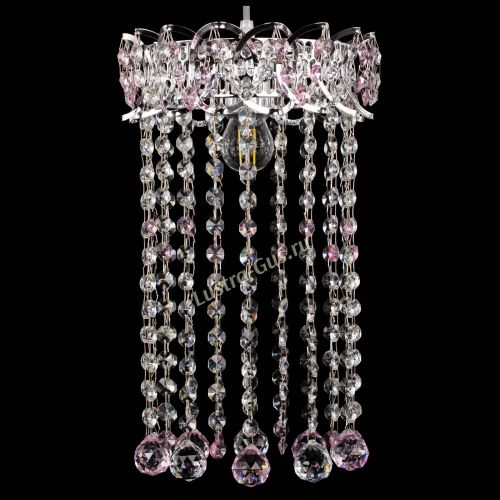 Барная люстра Астра №1 шар 30 длинная Розовая в Подольске Гусь Хрустальный