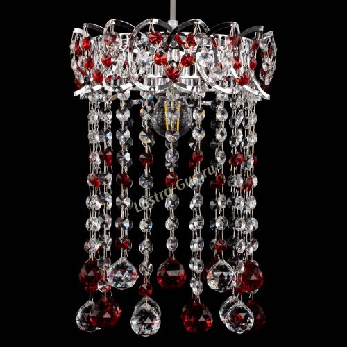 Барная люстра Астра №1 шар 30 красная в Подольске Гусь Хрустальный