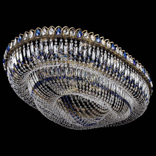 Люстра Кольцо Овал №17 под бронзу синяя в Подольске Гусь Хрустальный