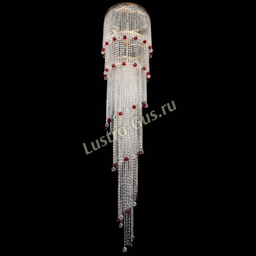 Люстра Милан каскад шар красный в Подольске Гусь Хрустальный