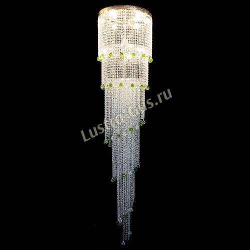 Люстра Милан каскад шар зеленый в Подольске Гусь Хрустальный