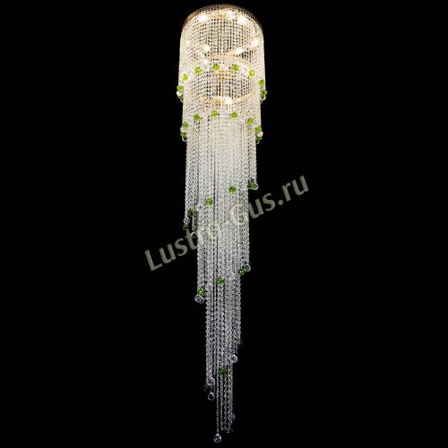 Люстра Милан каскад шар зеленый в Подольске Гусь Хрустальный