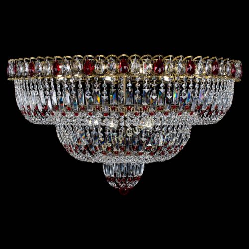 Люстра Водопад Обтикон №15 под бронзу красная в Подольске Гусь Хрустальный