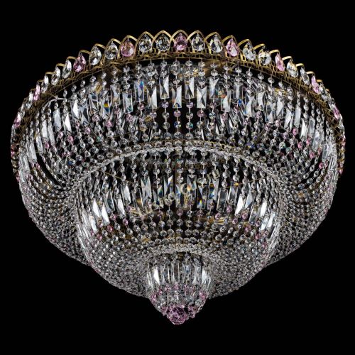 Люстра Водопад Обтикон №15 под бронзу розовая в Подольске Гусь Хрустальный