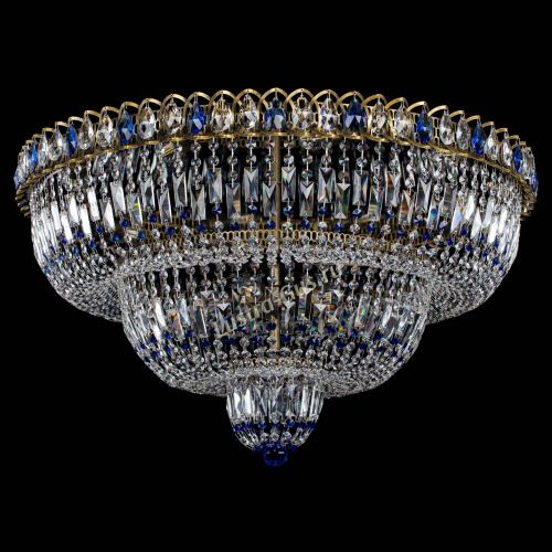 Люстра Водопад Обтикон №15 под бронзу синяя в Подольске Гусь Хрустальный