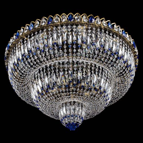 Люстра Водопад Обтикон №15 под бронзу синяя в Подольске Гусь Хрустальный