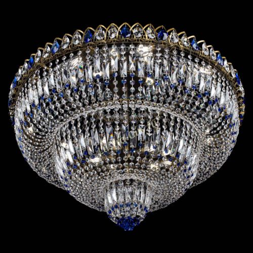 Люстра Водопад Обтикон №15 под бронзу синяя в Подольске Гусь Хрустальный