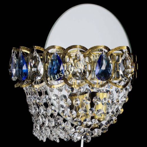 Бра Астра ажур под бронзу синяя в Подольске Гусь Хрустальный