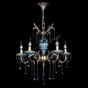 Люстра хрустальная Алфея №5 "Малахит" шар черная