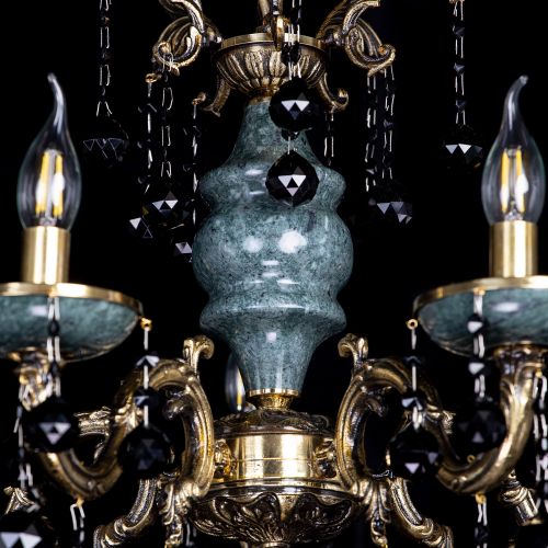 Люстра бронзовая Алфея №5 "Малахит" шар черная в Подольске Гусь Хрустальный