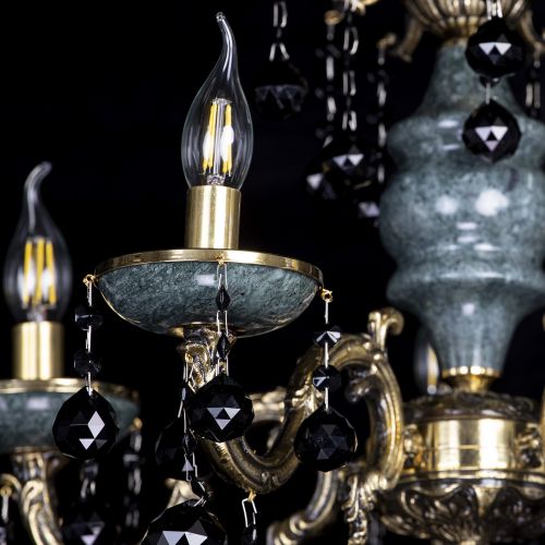 Люстра бронзовая Алфея №5 "Малахит" шар черная в Подольске Гусь Хрустальный