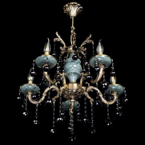 Люстра бронзовая Алфея №5 "Малахит" шар черная в Подольске Гусь Хрустальный