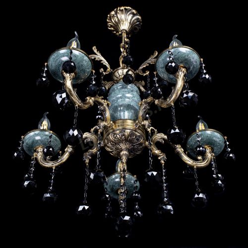 Люстра бронзовая Алфея №5 "Малахит" шар черная в Подольске Гусь Хрустальный