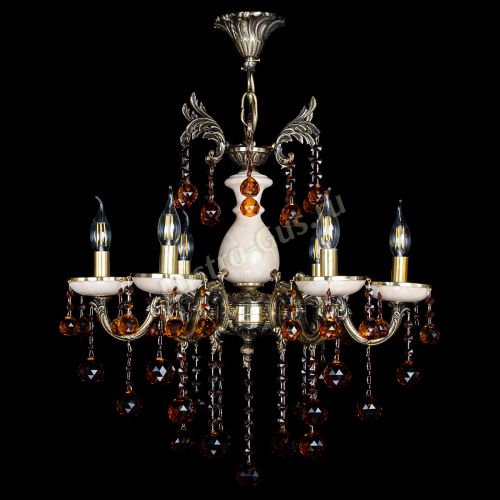 Люстра бронзовая Алфея №6 с камнем шар чайная в Подольске Гусь Хрустальный