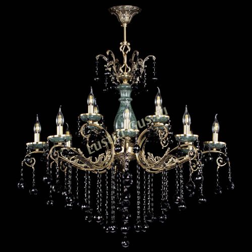 Люстра бронзовая Алфея Малахит №12 шар черная в Подольске Гусь Хрустальный