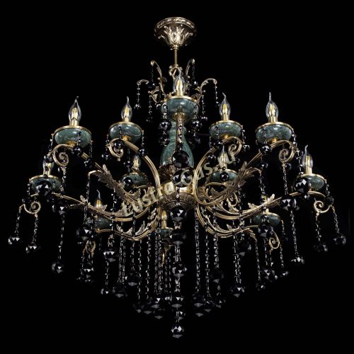 Люстра бронзовая Алфея Малахит №12 шар черная в Подольске Гусь Хрустальный