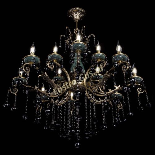 Люстра бронзовая Алфея Малахит №12 шар черная в Подольске Гусь Хрустальный