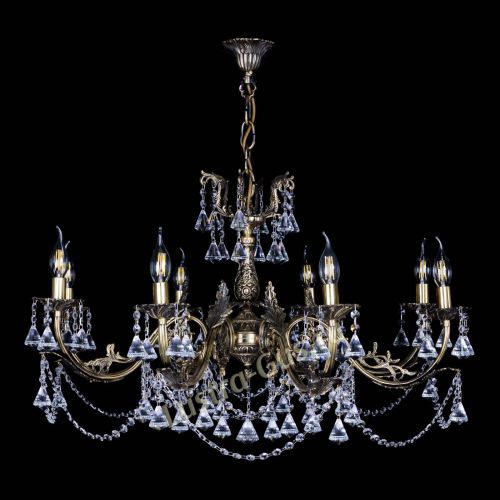 Бронзовая люстра Кассандра №8 удлиненная с конусами в Подольске Гусь Хрустальный