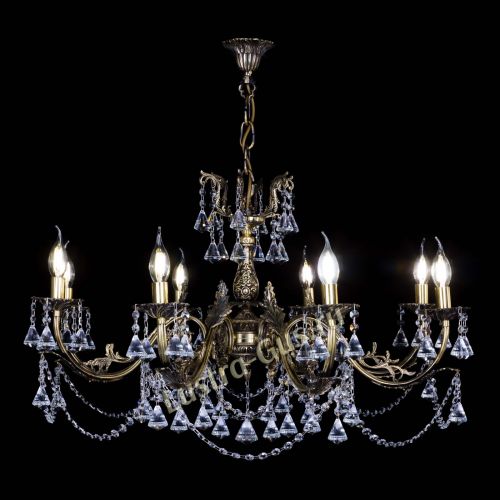 Бронзовая люстра Кассандра №8 удлиненная с конусами в Подольске Гусь Хрустальный