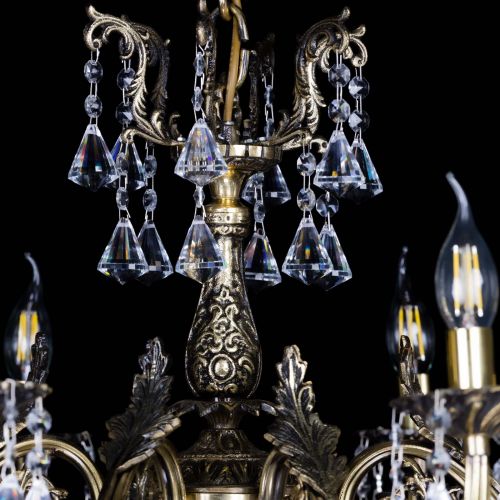 Бронзовая люстра Кассандра №8 удлиненная с конусами в Подольске Гусь Хрустальный
