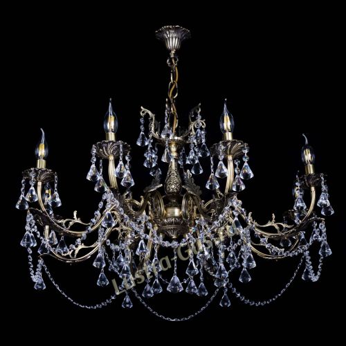 Бронзовая люстра Кассандра №8 удлиненная с конусами в Подольске Гусь Хрустальный