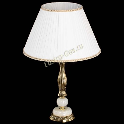 Бронзовая настольная лампа Оникс №1 с большим абажуром в Подольске Гусь Хрустальный