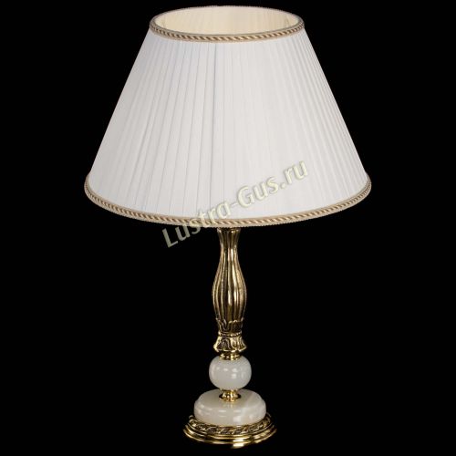 Бронзовая настольная лампа Оникс №1 с большим абажуром в Подольске Гусь Хрустальный