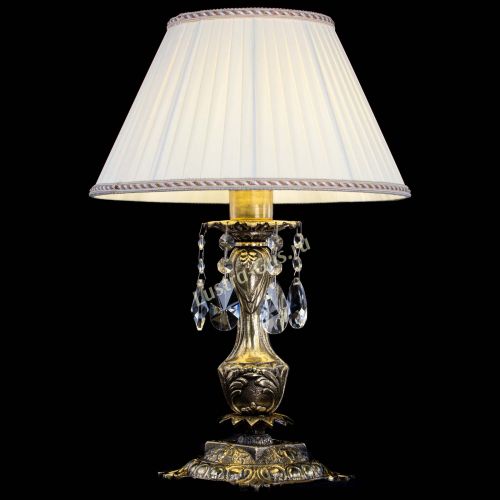 Бронзовая настольная лампа Антик №1 Лучик с абажуром в Подольске Гусь Хрустальный