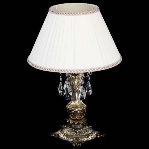 Бронзовая настольная лампа Антик №1 Лучик с абажуром в Подольске Гусь Хрустальный