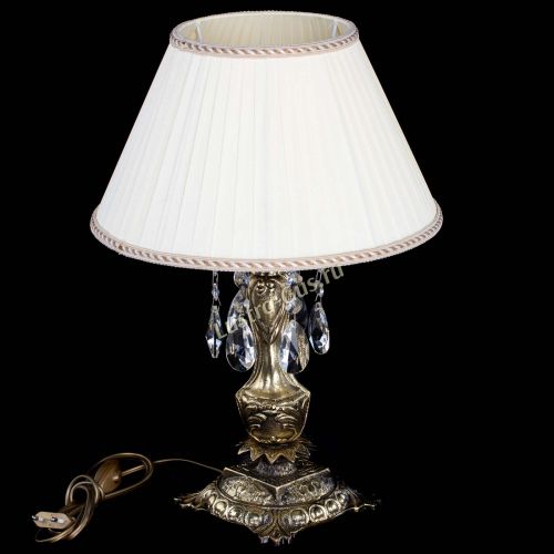 Бронзовая настольная лампа Антик №1 Лучик с абажуром в Подольске Гусь Хрустальный