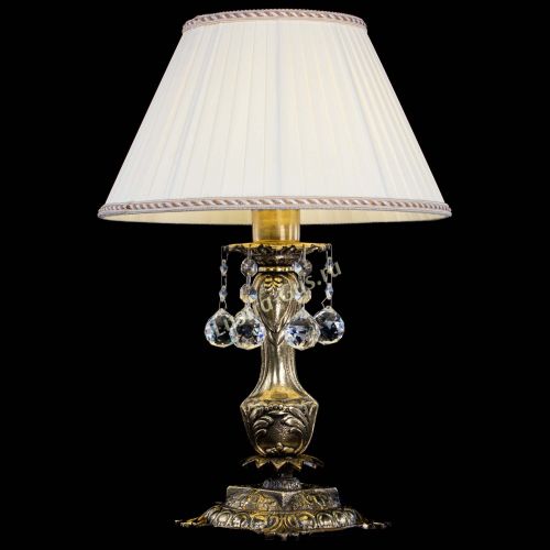 Бронзовая настольная лампа Антик №1 Шар  с абажуром в Подольске Гусь Хрустальный