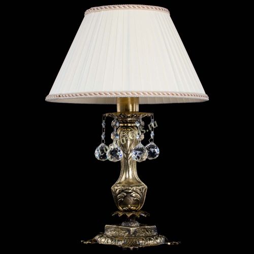 Бронзовая настольная лампа Антик №1 Шар  с абажуром в Подольске Гусь Хрустальный