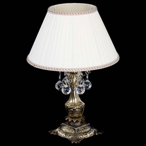 Бронзовая настольная лампа Антик №1 Шар  с абажуром в Подольске Гусь Хрустальный