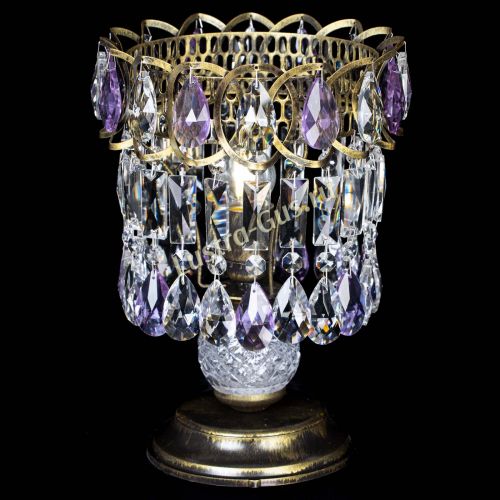 Настольная лампа Астра №1 под бронзу Фиолетовая в Подольске Гусь Хрустальный