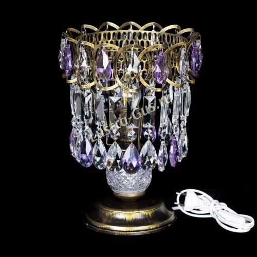 Настольная лампа Астра №1 под бронзу Фиолетовая в Подольске Гусь Хрустальный