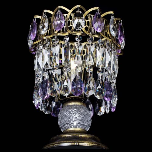 Настольная лампа Астра №1 под бронзу Фиолетовая в Подольске Гусь Хрустальный