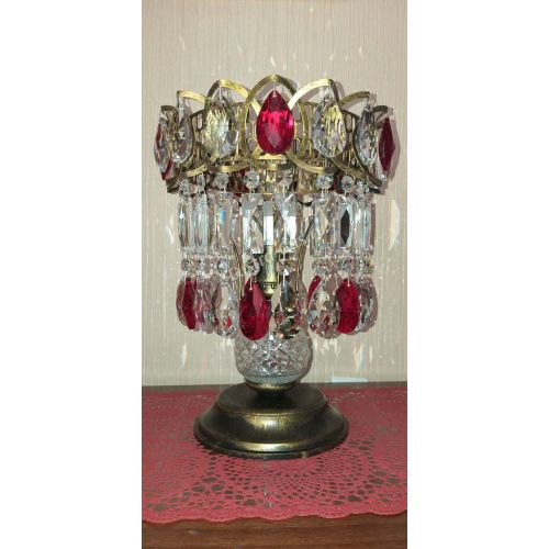 Настольная лампа Астра №1 под бронзу Красная в Подольске Гусь Хрустальный