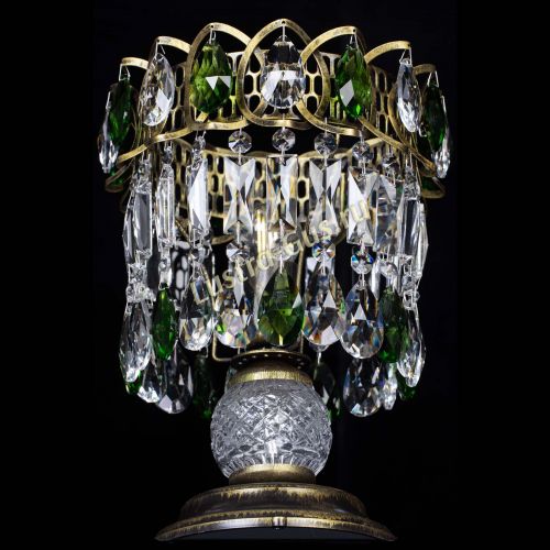 Настольная лампа Астра №1 под бронзу Зеленая в Подольске Гусь Хрустальный