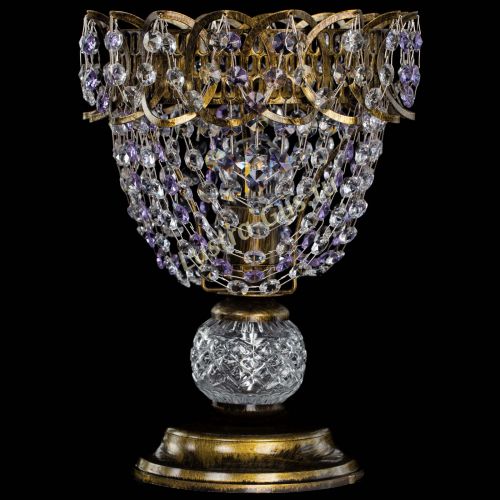 Настольная лампа Астра ажур №1 под бронзу Фиолетовая в Подольске Гусь Хрустальный