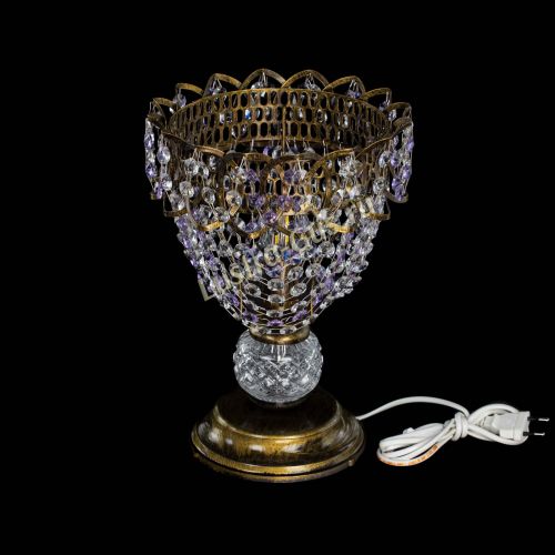 Настольная лампа Астра ажур №1 под бронзу Фиолетовая в Подольске Гусь Хрустальный