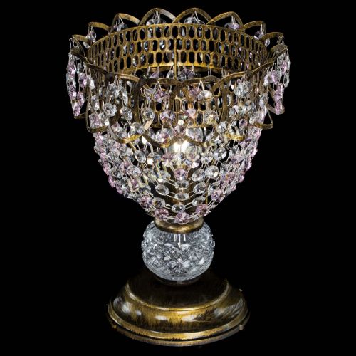 Настольная лампа Астра ажур №1 под бронзу Розовая в Подольске Гусь Хрустальный