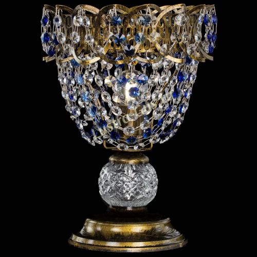 Настольная лампа Астра ажур №1 под бронзу Синяя в Подольске Гусь Хрустальный