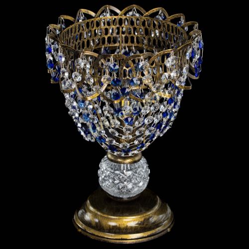 Настольная лампа Астра ажур №1 под бронзу Синяя в Подольске Гусь Хрустальный