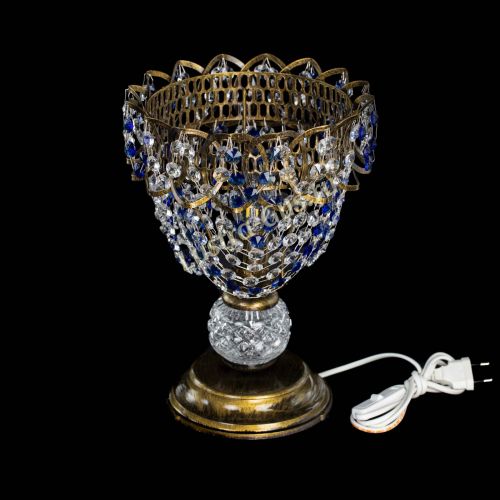 Настольная лампа Астра ажур №1 под бронзу Синяя в Подольске Гусь Хрустальный