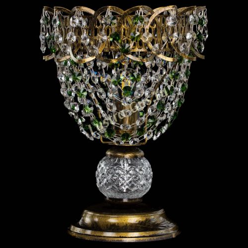 Настольная лампа Астра ажур №1 под бронзу Зеленая в Подольске Гусь Хрустальный