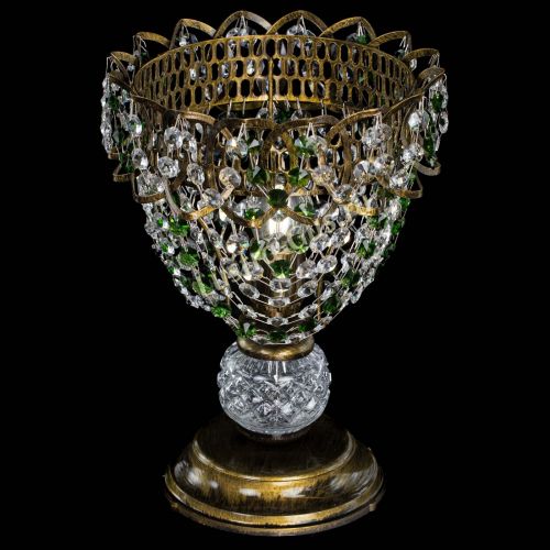 Настольная лампа Астра ажур №1 под бронзу Зеленая в Подольске Гусь Хрустальный