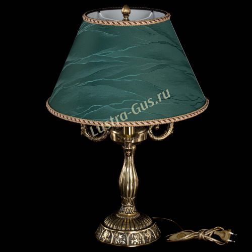 Бронзовая настольная лампа Аврора №3 с абажуром в Подольске Гусь Хрустальный