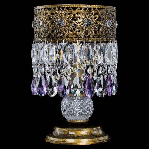 Настольная лампа Восток с пластинками под бронзу Фиолетовая в Подольске Гусь Хрустальный