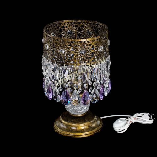 Настольная лампа Восток с пластинками под бронзу Фиолетовая в Подольске Гусь Хрустальный