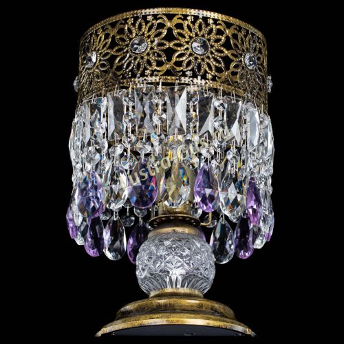 Настольная лампа Восток с пластинками под бронзу Фиолетовая в Подольске Гусь Хрустальный